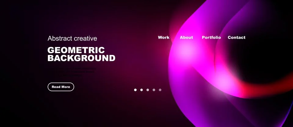 Dark website design features vibrant pink abstract shapes. Navigation include イラスト素材