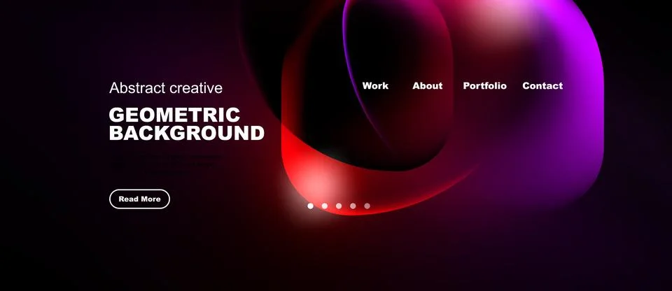 Dark website header design. Abstract shapes, text elements, navigation option イラスト素材