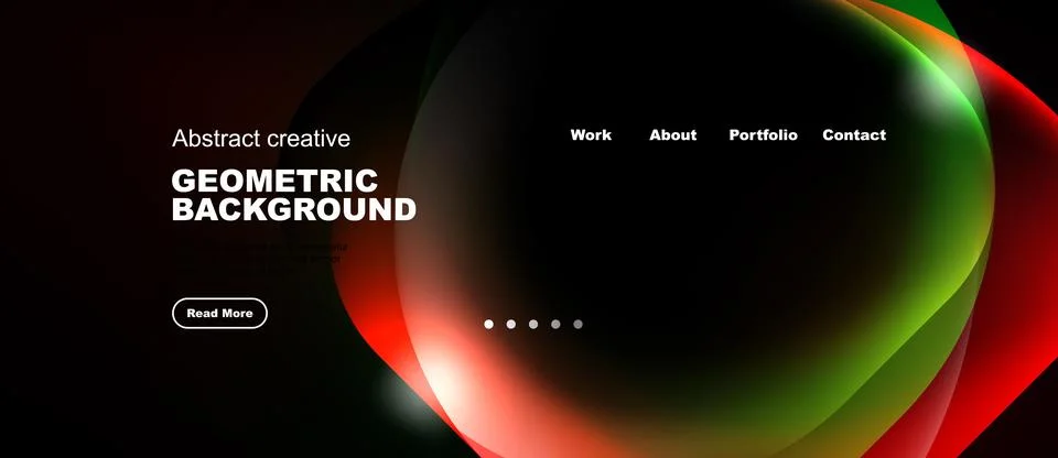 Dark website header design. Fluid shapes, vibrant colors, minimal text elem.. Stock-Illustration