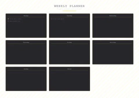 Dark Weekly Planner Template Stock Illustration