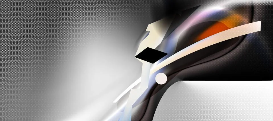 Dark, white tech composition, abstract background. Minimal technology hexs Illustrazione stock