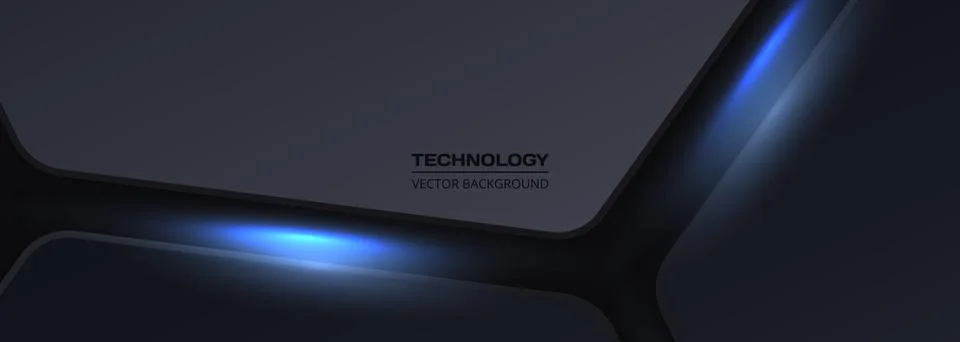 Dark wide hexagonal abstract technology banner Stock Illustration