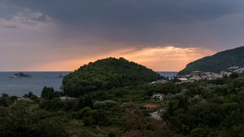 Dark wind apocalyptic anxious sunset rolling into the night Stock Footage 101791227