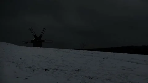Dark Windmills Stock Footage 147660169