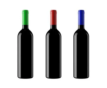Dark wine bottles on white Stock Illustration