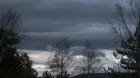 Dark Winter Clouds Time Lapse Stock Footage 229650328