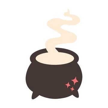 Dark witchs cauldron. Cute spooky Halloween element in flat style Stock Illustration