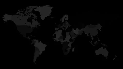 Dark World Map Silhouette Highlighting Continent Outlines in Monochrome Aes.. 動画素材 341374282