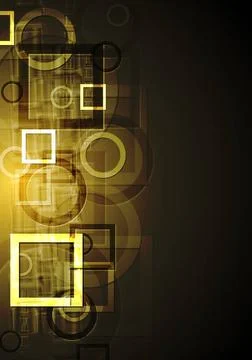 Dark yellow abstract background. Tech style with geometrical shapes. Vecto... 写真素材