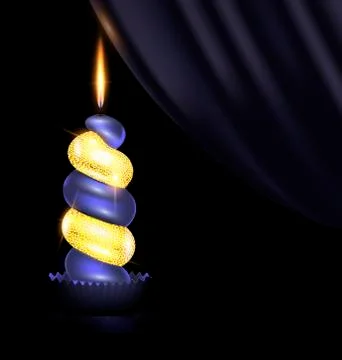 Dark yellow candle and drape Stock Illustration