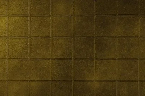 Dark yellow ceramic tile texture, background with square geometric pattern,.. Stock Photos