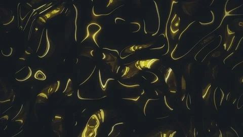 Dark yellow gold metallic texture with moving ripples and deep shadows. Trendy Stock Footage 129720549
