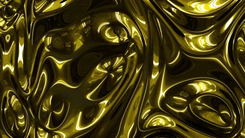 Dark yellow gold metallic texture with moving ripples and deep shadows. Trendy Stock Footage 142292401