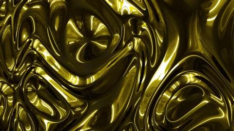 Dark yellow gold metallic texture with moving ripples and deep shadows. Trendy Stock Illustration
