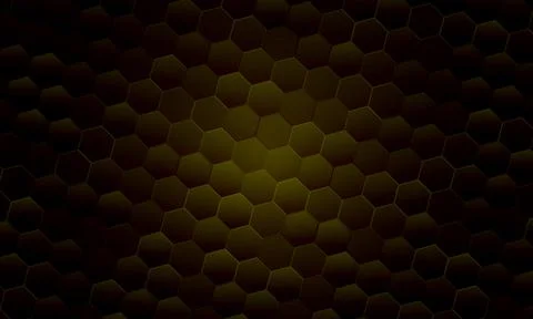 Dark yellow hexagonal honeycomb abstract pattern background. soft central Illustrazione stock