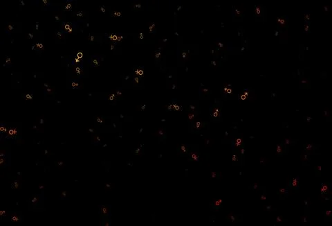 Dark yellow, orange vector pattern with gender elements. Stockillustratie