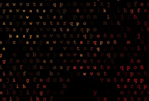 Dark yellow, orange vector pattern with ABC symbols. 스톡 일러스트