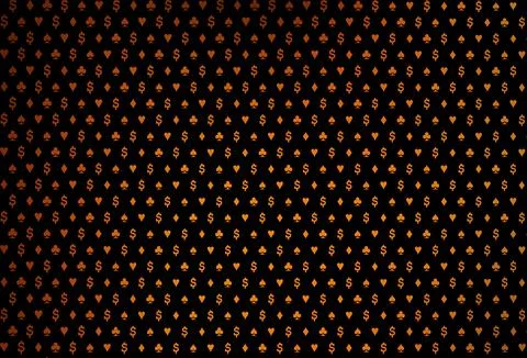 Dark yellow, orange vector pattern with symbol of cards. Illustrazione stock