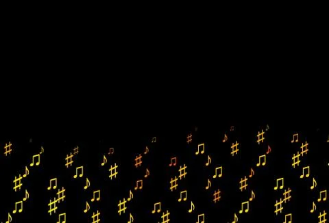 Dark Yellow, Orange vector template with musical symbols. Stock Illustration