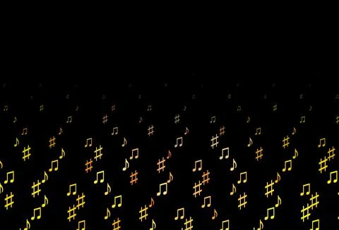 Dark Yellow, Orange vector texture with musical notes. イラスト素材