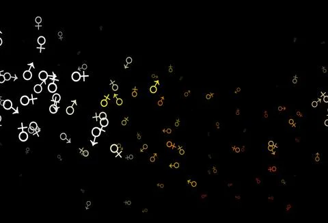Dark yellow, orange vector texture with male, female icons. イラスト素材