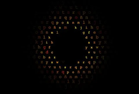 Dark yellow, orange vector texture with ABC characters. Illustrazione stock