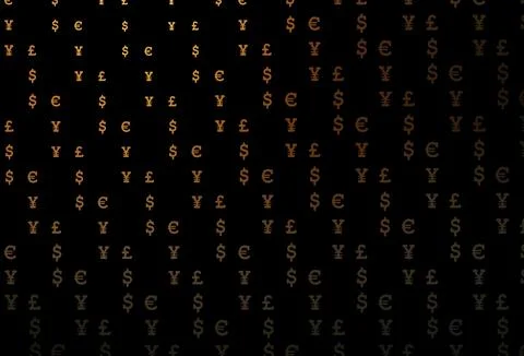 Dark yellow, orange vector texture with financial symbols. Stock Illustration