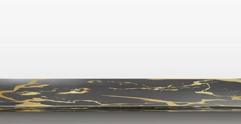 Dark yellow stone table top on white panoramic background - Vector Stock Illustration