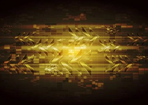 Dark yellow tech design with abstract glossy arrows. Vector background eps... 库存照片