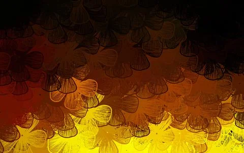 Dark Yellow vector doodle pattern with trees, branches. Illustrazione stock