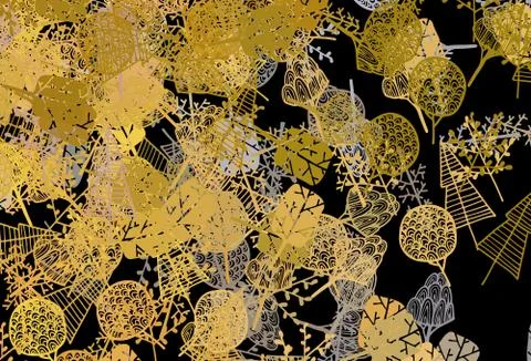 Dark Yellow vector elegant pattern with trees, branches. Stockillustratie