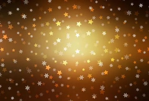 Dark Yellow vector pattern with christmas snowflakes, stars. Stock Illustration