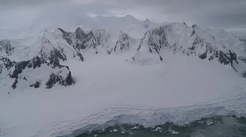 Darkening winter mountain aerial, Antarctica Stock Footage