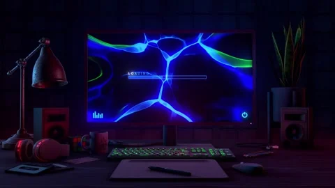 Darkly Lit Room with Desktop PC Stock Footage 277210752