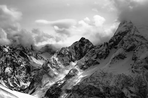 Darkly rocks and clouds 写真素材