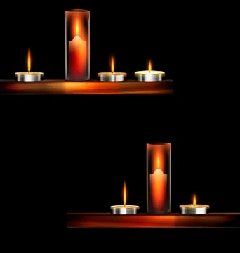 Darkness and burning candles Stock Illustration