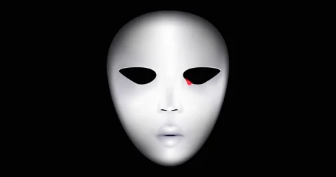 Darkness and white crying mask Video stock 153078443