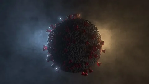 In darkness close up Coronavirus 3d rendering. Stock Footage 130839036