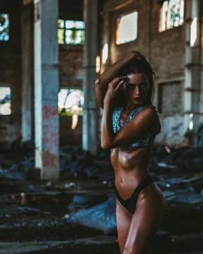 Darkness, horror, fire, construction, dark photography, women's boots, collapsed Stock Photos
