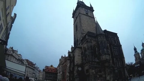 Darkness on Old town square Prague  Staroměstské náměstí Czech   02/26/2017 Stock Footage 80390511