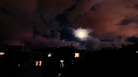 Darkness Spooky Halloween City Clouds Moving Stock Footage 339945307