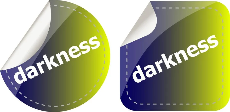 Darkness word stickers web button set, label, icon Stock Illustration