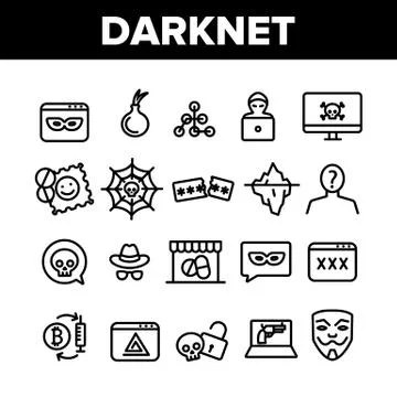 Darknet Collection Web Elements Icons Set Vector Illustrazione stock