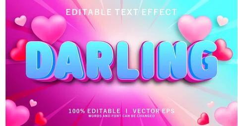 Darling 3d vector text effect with modern style design Stock Illustration