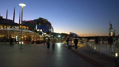 Darling harbour dusk Stock Footage