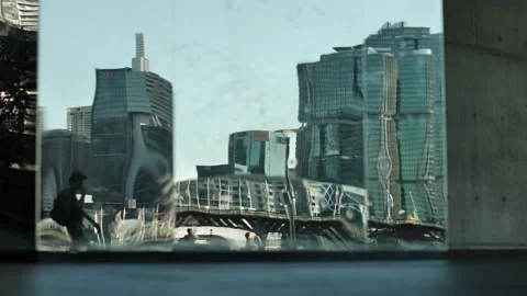 Darling Harbour reflected slow motion 4K Stock Footage 197049005