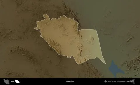 Darmian highlighted, Iran. Physical Stock Illustration