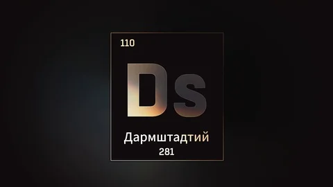 Darmstadtium as Element 110 of the Periodic Table 3D illustration on grey 스톡 동영상 126440043