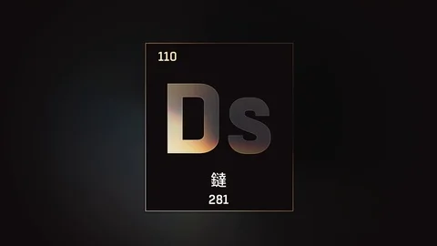 Darmstadtium as Element 110 of the Periodic Table 3D illustration on grey Video stock 126451666