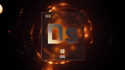 Darmstadtium as Element 110 of the Periodic Table 3D illustration on orange 스톡 동영상 126451692